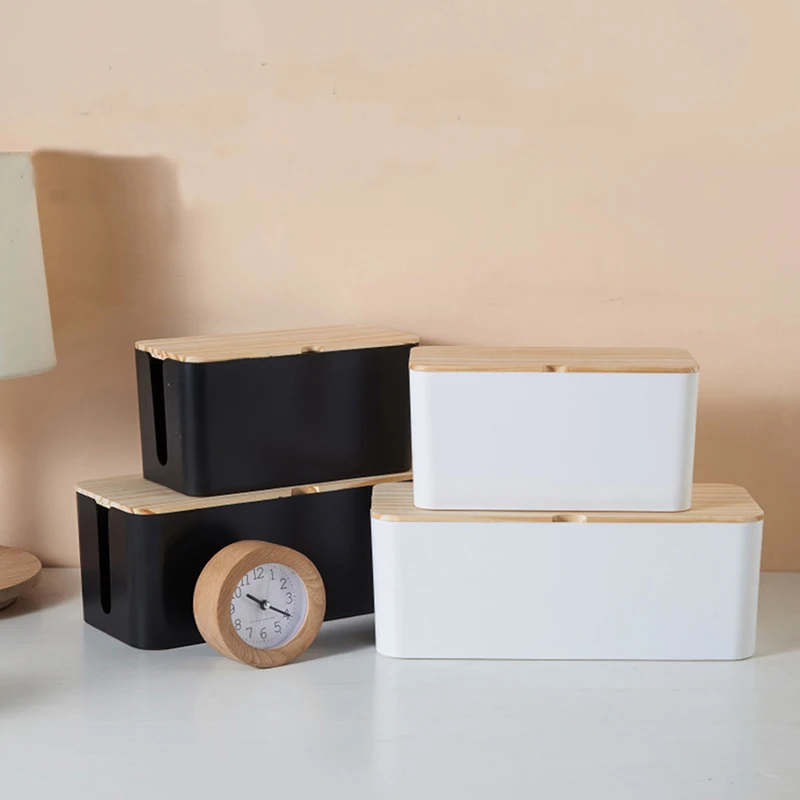 Ящик для хранения кабелей чехол удлинителя деревянный органайзер проводов