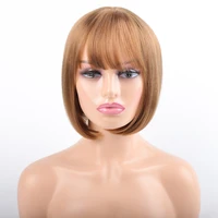 golden blonde bob synthetic hair wig straight wig with bangs synthetic short bob wig for women short afro wigs with fake scalp