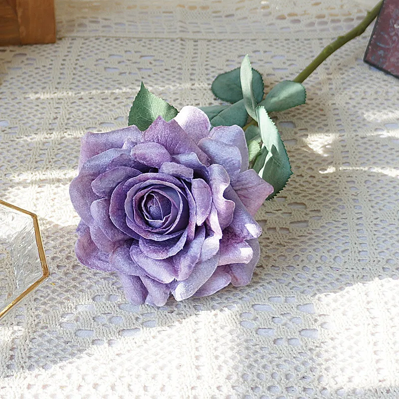 

Имитация одиночной фланелевой завивки Большой розы для дома гостиной столовой искусственный цветок высокого качества