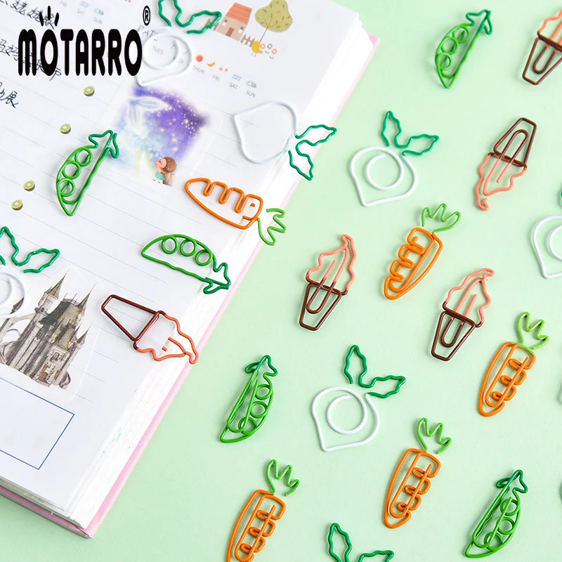 

5 Pcs/set Kawaii Carrot Peas Ice Cream Shaped Metal Paper Clip Decorative Bookmark Binder Clips Stationery School Office Supply