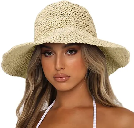 Enlarge Spring/Summer/Autumn 2023 New Women's Large Eaves Sunscreen Hat Fashion Versatile Foldable Wide Brim Travel Straw Hat