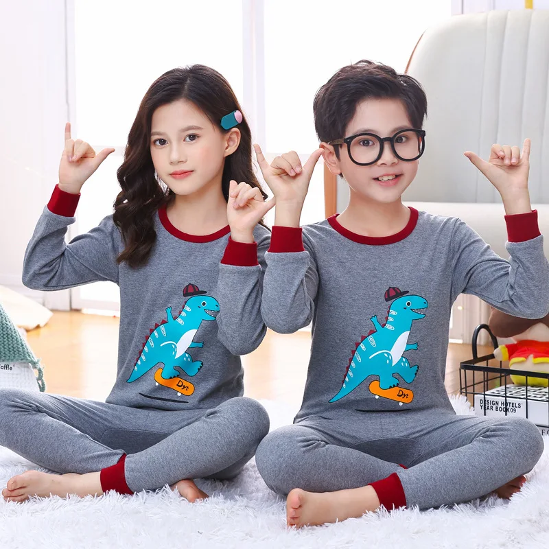 

Teen Boy Child Set Winter Pyjamas for Kids Girls 4 6 8 10 12Years Long Sleeve Autumn Cotton Baby Sleepwear Dinosaur Kids Pijamas