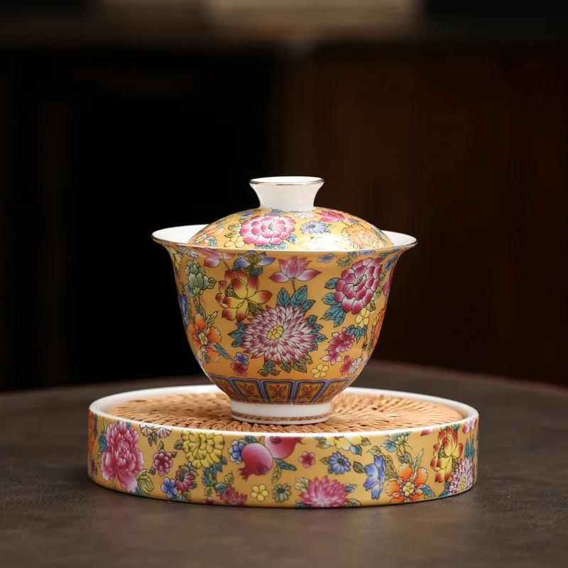 

Эмалированная цветная чайная чашка Gaiwan, чайная чашка с подшипником, простой дорожный чайный набор, керамическая чайная чашка, стандартный ч...
