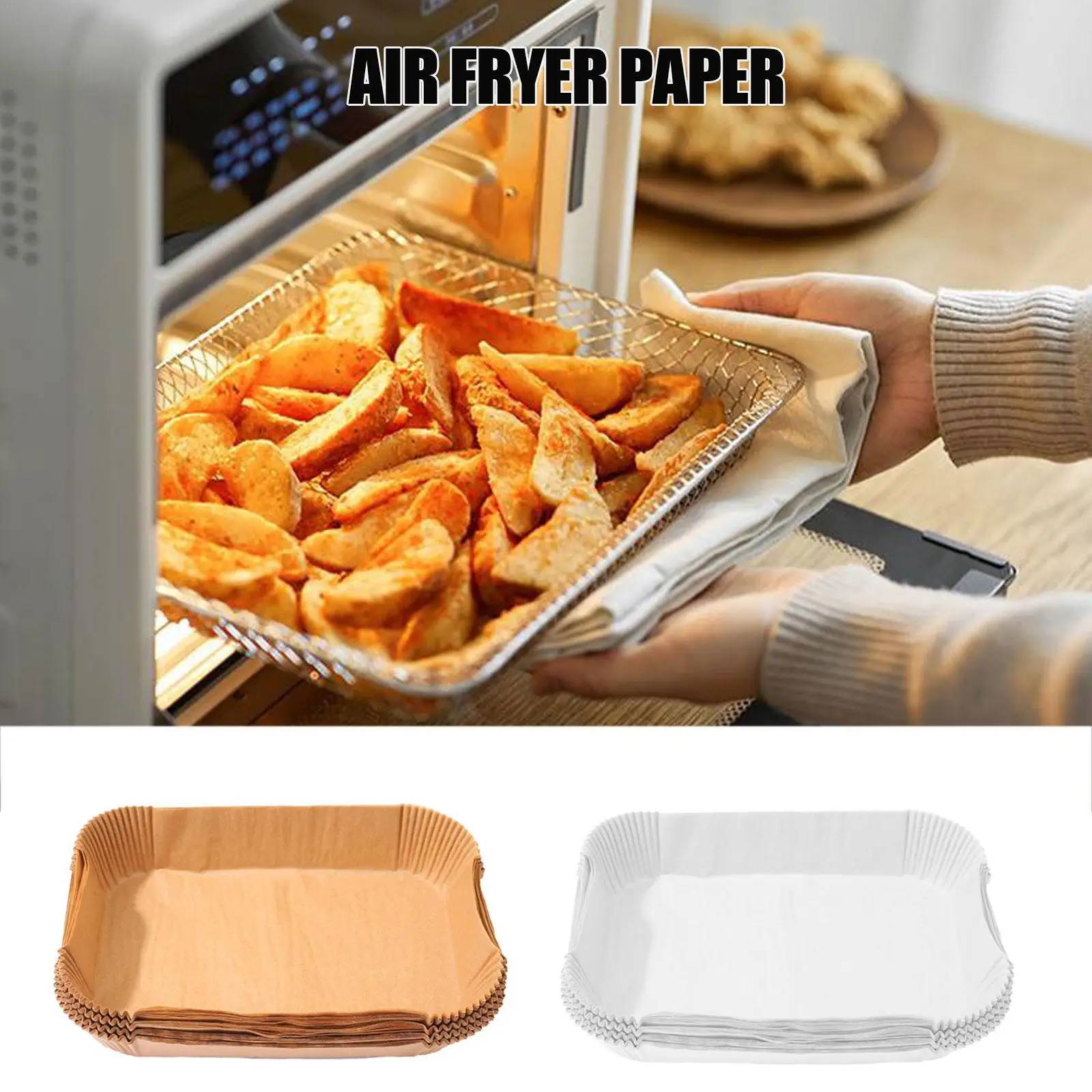 50/100Pcs Baking Oil Paper Air Fryer Special Oil Paper Tray Kitchen Baking Square Non-stick Paper Liner Baking Tool Accessories
