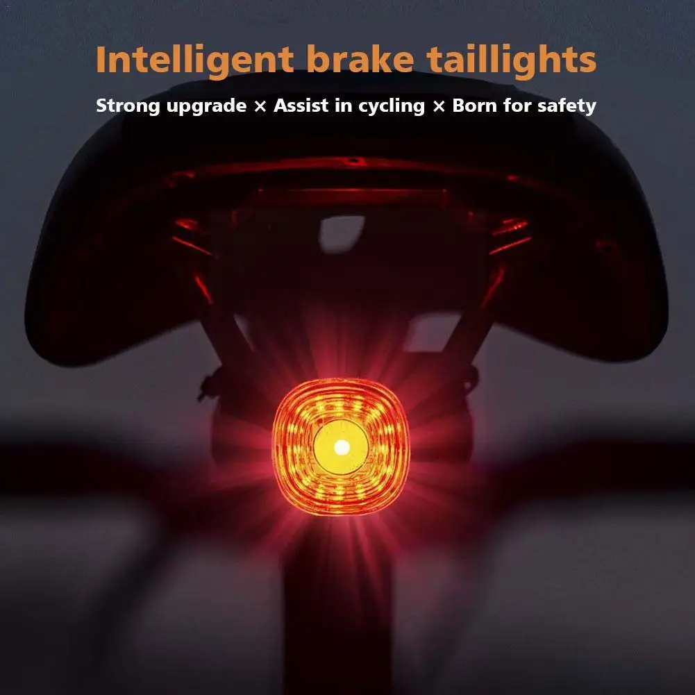 

Bicycle Intelligent Brake Tail Light Ip66 Waterproof 6 Light Modes High Brightness Bike Rear Lamp For Post/saddle/ Bag C6f1