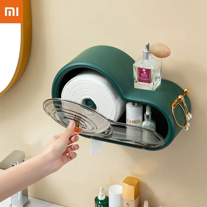 

New Xiaomi Youpin Snail Tissue Face Towel Bathroom Storage Box Dustproof Waterprooof Wall-mounted Bathroom Toilet Tissue Box