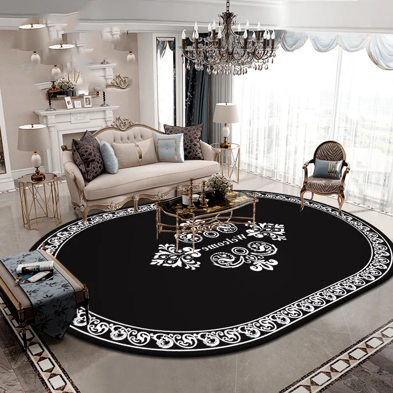 

Retro Persian Style Irregular Shaped Oval Carpet Modern Brown Living Room Bedroom Bedside Carpet Floor Mat Home Anti-Slip Rugs