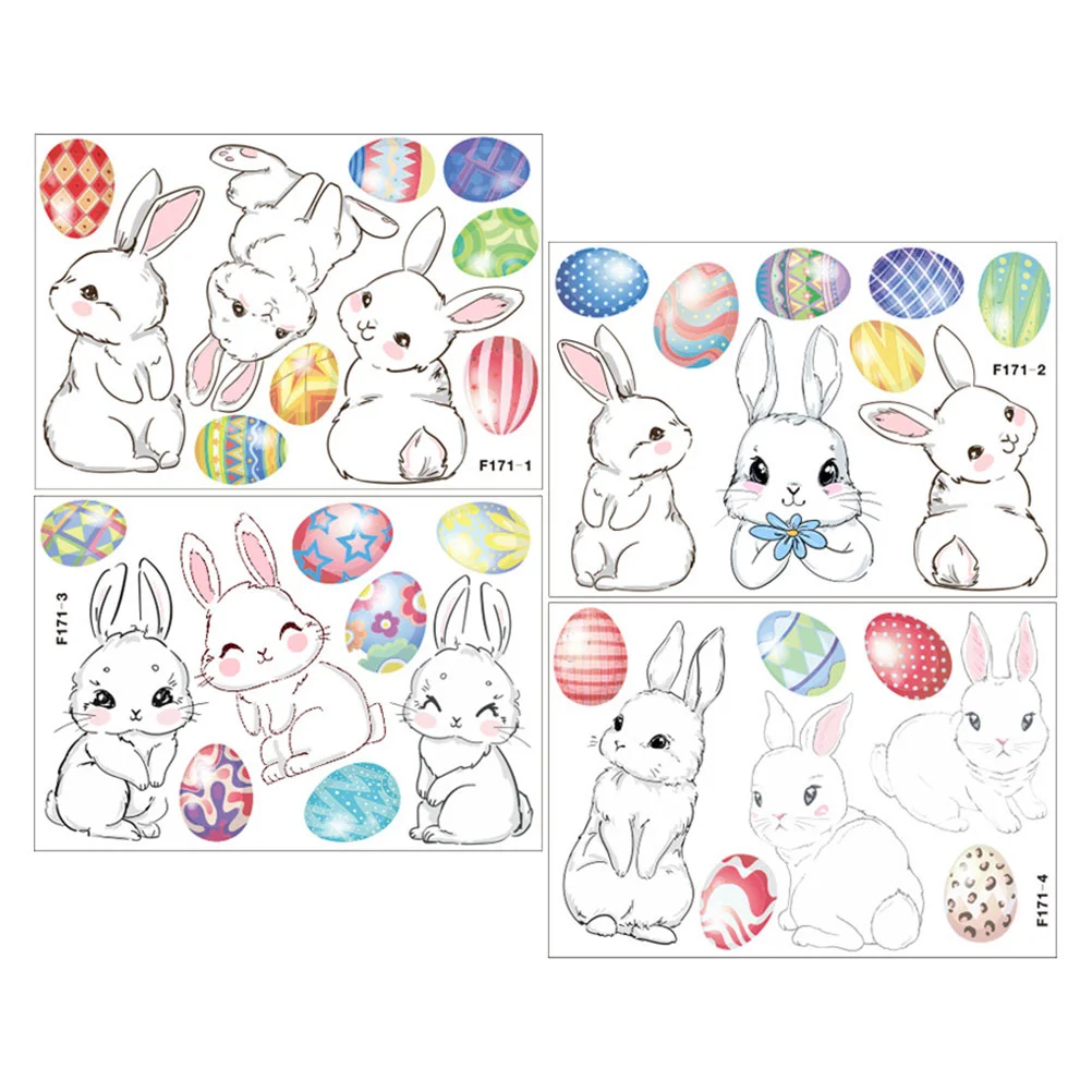 

Wall Stickers Decals Easter Bedroom Decor Bunny Windowdecal Egg Cling Decorative Rabbit Kawaii Cartoon Household Home Kids
