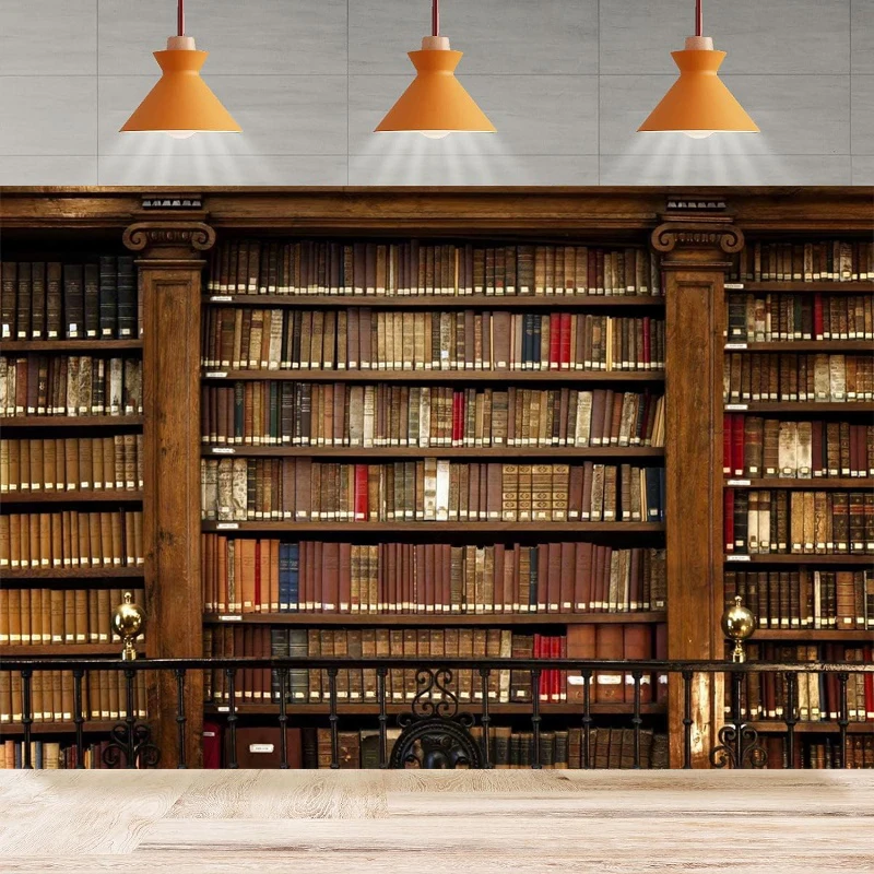 Винтажная деревянная книжная полка фон для фотосъемки библиотека книги