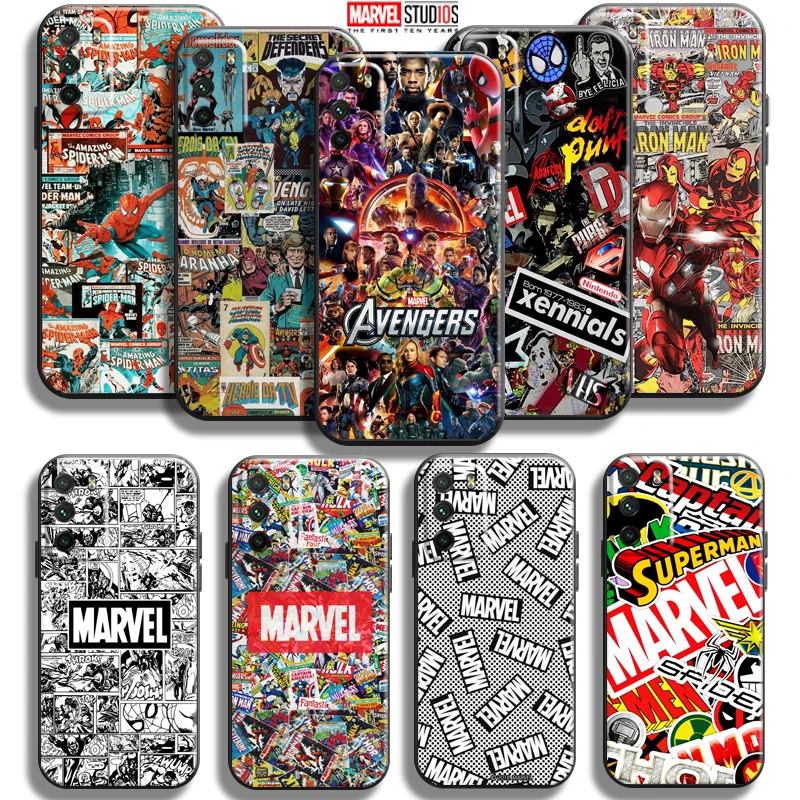 

Marvel Comics Logo For Xiaomi Poco X3 PRO X3 NFC X3 GT M3 M3 Pro 5G F3 GT Phone Case Liquid Silicon Carcasa Coque Soft Funda
