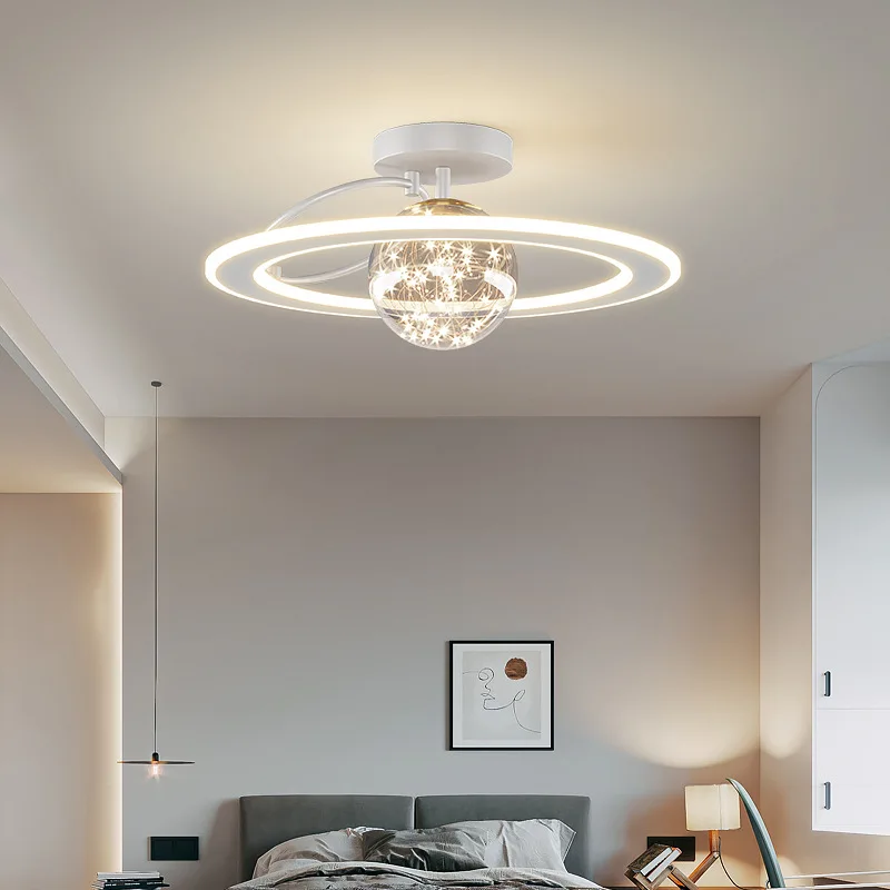 

SANDYHA Nordic Luxury Babysbreath Chandeliers Golden Glass Ball Ring Ceiling Luminaria Living Dining Table Bedroom Fixtures