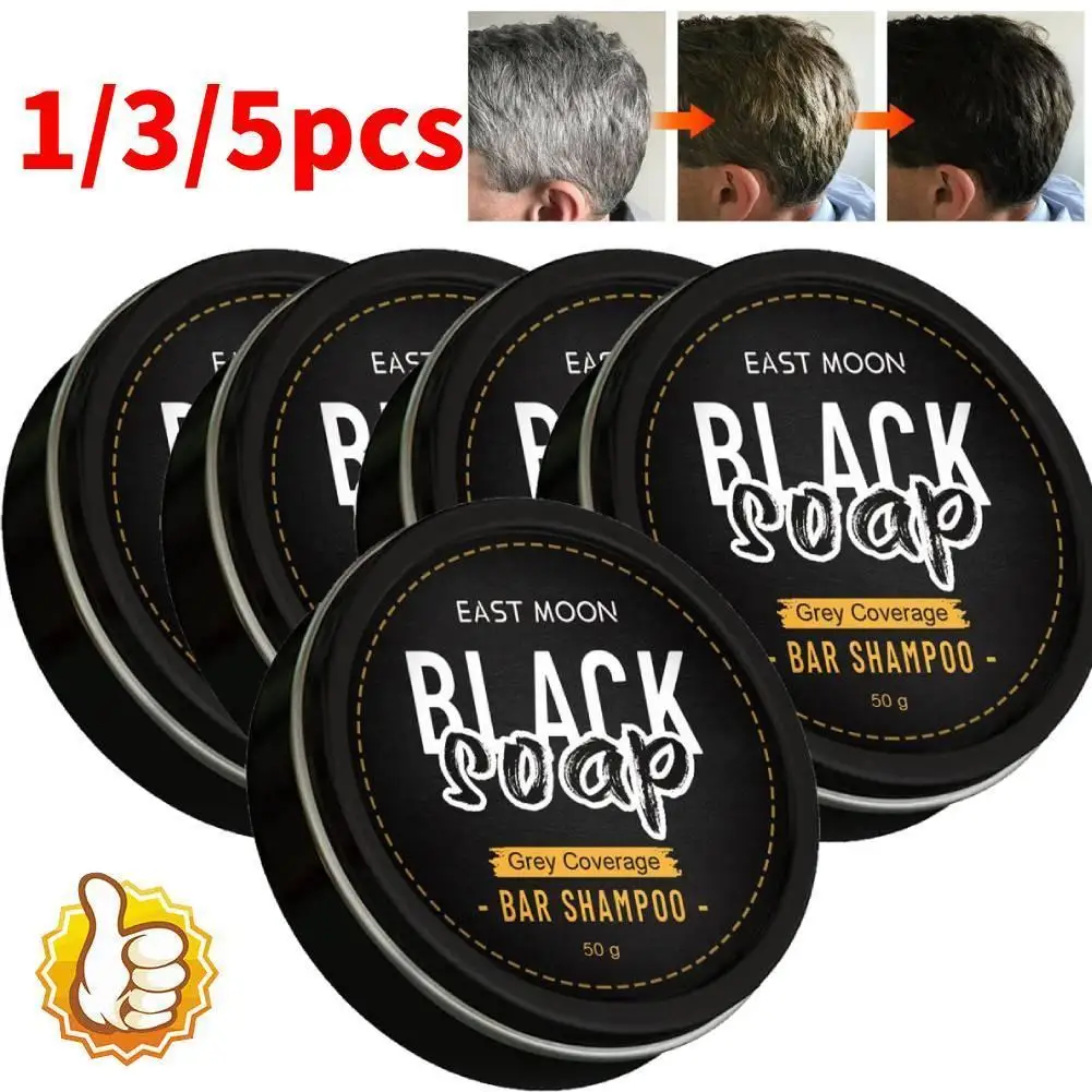 

1/2/3/5pcs Hair Darkening Shampoo Bar Soap Anti Dandruff Deep Beautiful Black Cleansing Nourishment Hair Improve Gray White Men