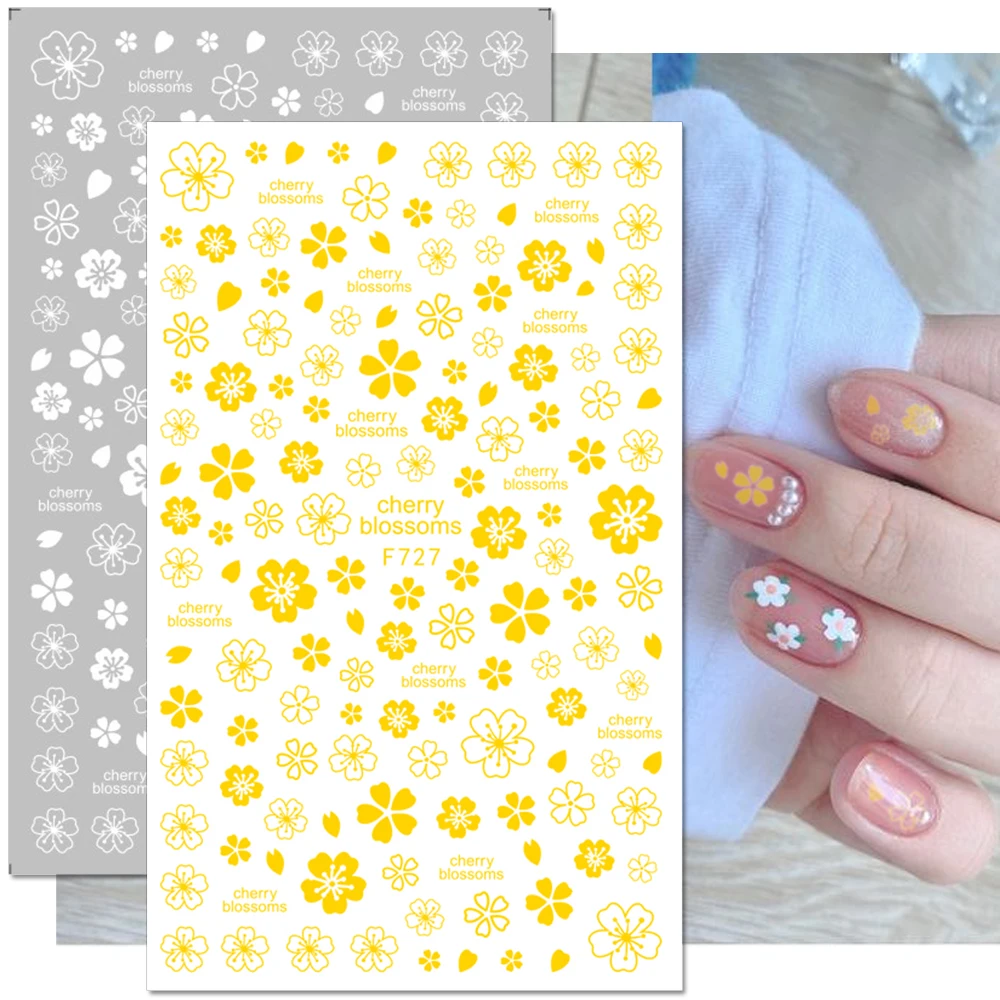 

1pcs Sakura Nail Art Stickers 3D Cherry Blossom Flower Transfer Foils Summer Nail Decals DIY Sliders Manicure Decorations