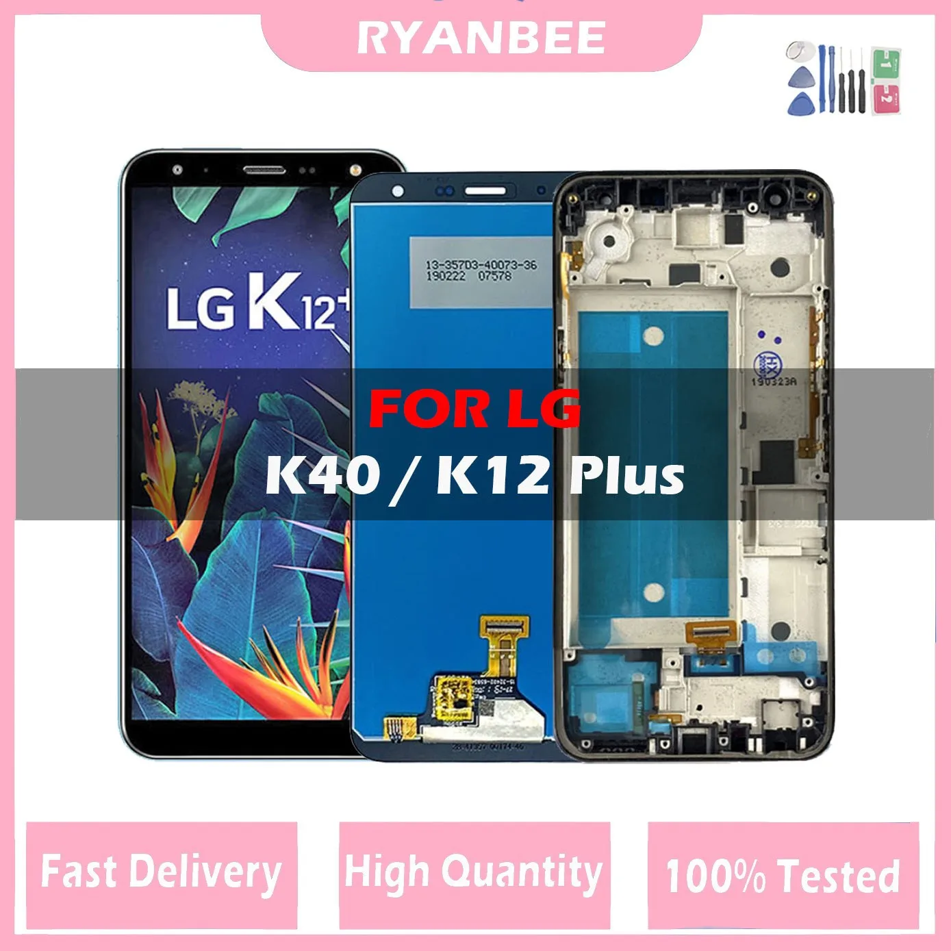 ЖК-дисплей 5,7 дюйма для LG K40 K12 + X4 2019 X420EM, ЖК-дисплей с дигитайзером в сборе, запасные части для LG K12 Plus, ЖК-дисплей с рамкой