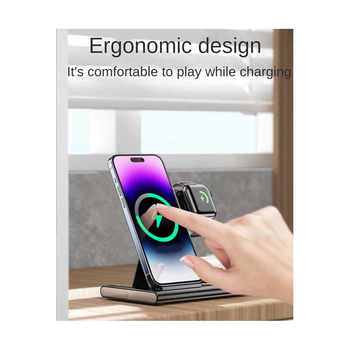 

For Watch Fast Charging Dock Station 15W 3 in 1 Wireless Chargers Stand,Black