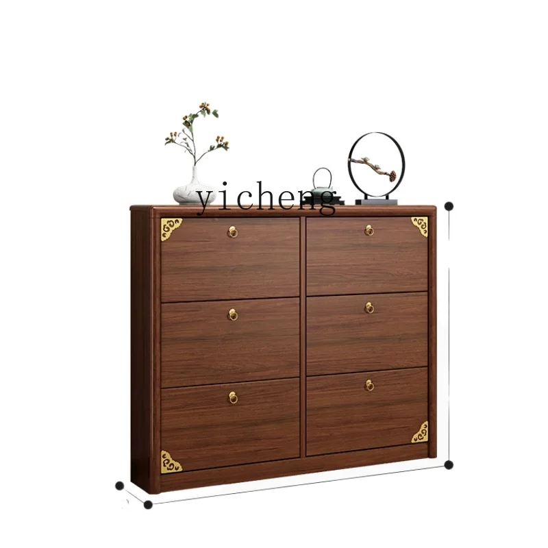

XC Cabinet Home Doorway Large Capacity Solid Wood Tilting Entrance Cabinet Hall Cabinet Space-Saving Storage Cabinet