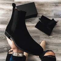 chelsea boots men boots faux suede solid color classic casual business fashion british style slip on elegant ankle boots cp017