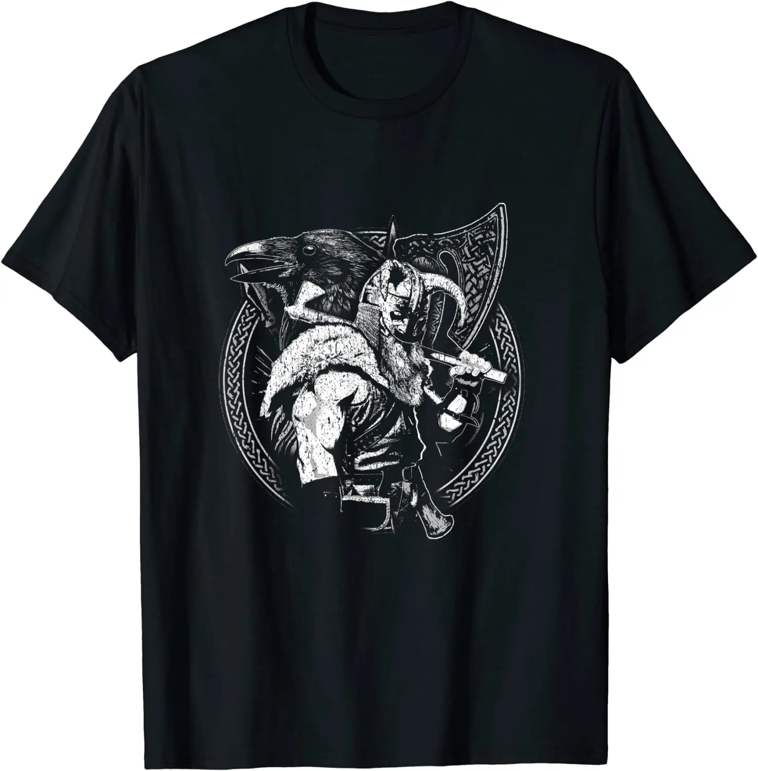 

Norse Mythology God Odin Axt Warrior Raven Vi king T-Shirt 100% Cotton O-Neck Summer Short Sleeve Casual Mens T-shirt Size S-3XL