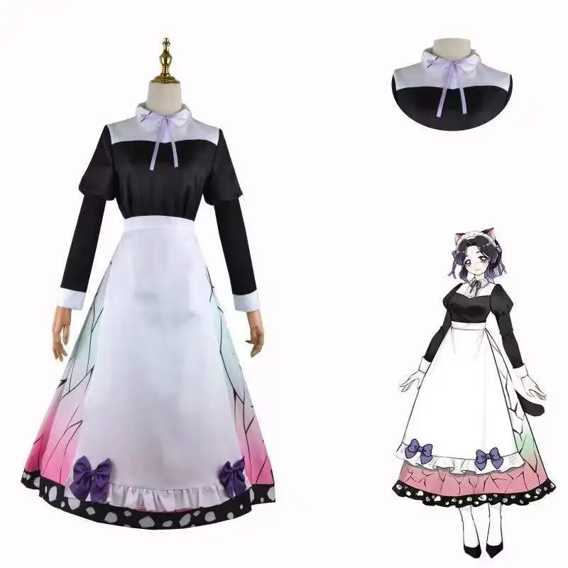 

Anime Demon Slayer Kimetsu no Yaiba Kochou Shinobu Cosplay Costume Women Maid Set Halloween Christmas Party Clothing kakegurui