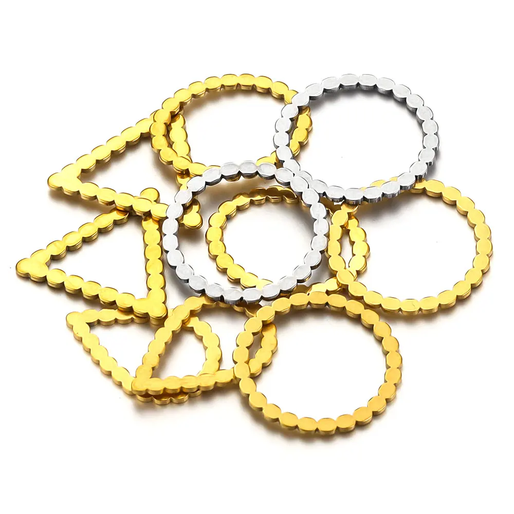 

10pcs Stainless Steel Gold Plated Heart Geometric Bezel Pendant Oval for DIY Earrings Charm Connector Parts Jewelry Making