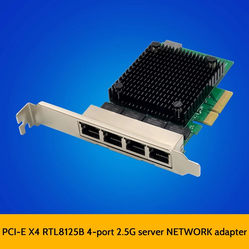 

PCIE X4 2.5G Gigabit Network Card RTL8125B 4 Port Ethernet Network Card Desktop Server Network Card