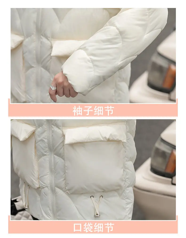 2022 Autumn Winter Warm Stand Collar Jackets Womens Korean Loose Cotton Coats Casual Black/Beige Down Cotton Parkas Snow Outwear