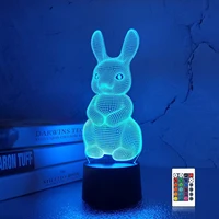 lampeez 3d rabbit lamp bunny night light 3d illusion lamp for kids 16 colors changing with remote kids bedroom decor as xmas