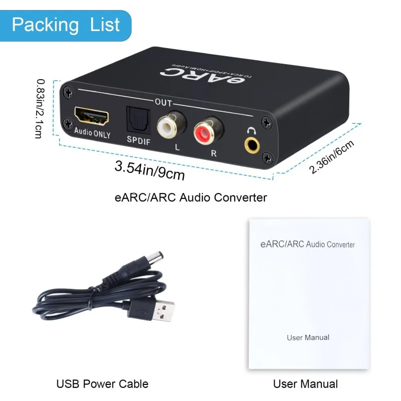 RCA аудиоэкстрактор конвертер eARC HDMI экстрактор только аудио для Dobly DTS AC3 LPCM TV оптический коаксиальный (art.: 3920d2ffabdd4) - 3920d2ffabdd4