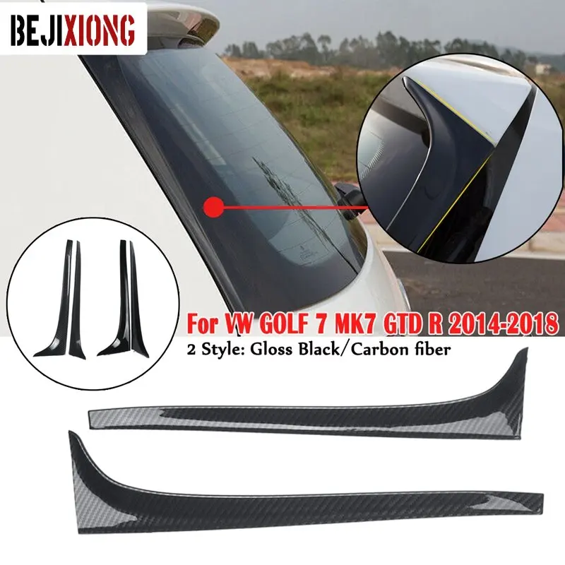

2x Gloss Black Carbon Fibe Rear Window Side Spoiler Wing For GOLF 7 MK7 GTD R 2014-2018 Car-styling Auto Rear Window Mirror Tail