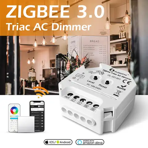 Диммер GLEDOPTO Zigbee 3,0 Triac AC, 220 В переменного тока, 2,4 В, с приложением/кнопкой-переключателем/пультом дистанционного управления RF G
