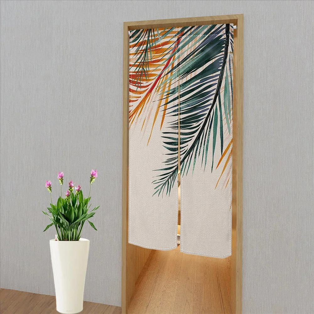 Пасторальные зеленые растения толстые льняные дверные занавески гостиная шторы