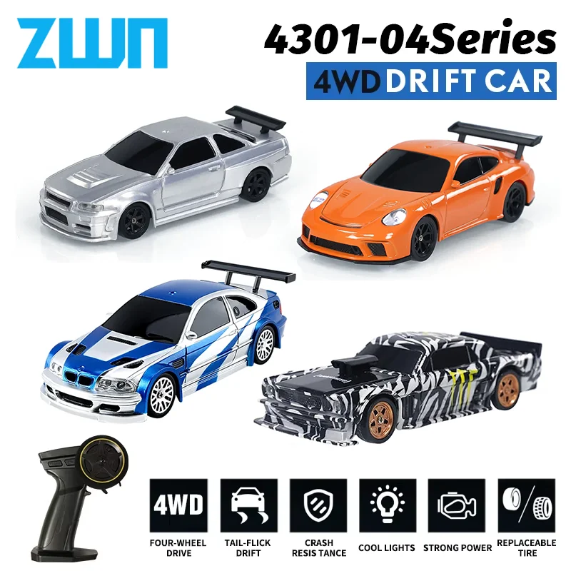 ZWN Масштаб 1/43 RC Drift Car 4WD Высокоскоростной Полнофункциональный 2