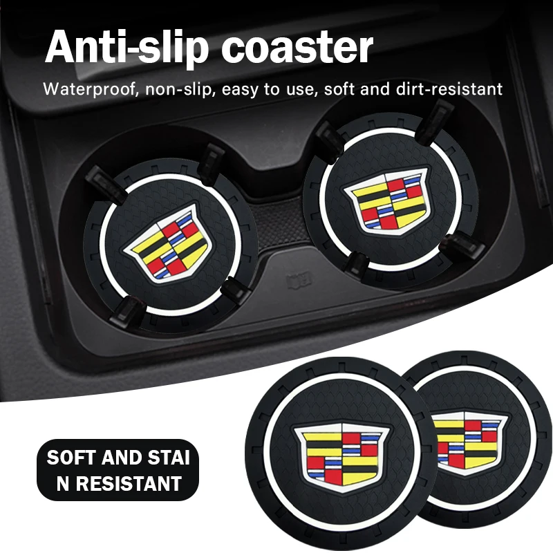 

New Car Coaster Water Cup Bottle Holder Mat Anti-Slip Pad for Cadillac Escalade SRX XLR CTS XT4 ATS XTS CT6 CT4 XT5 STS CT5 XT6