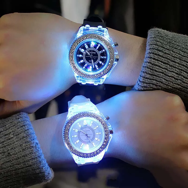 

watch for women Children's Watch's Multicolor Bright Personalized Rhinestone Korean Fashion Trend Male And Female Student Couple