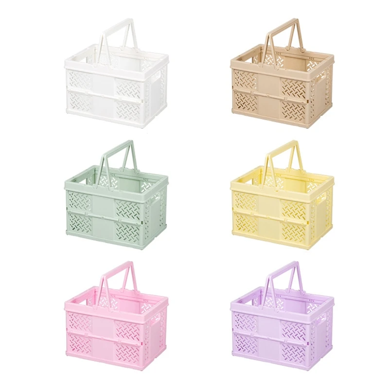 

E9LB Collapsible Makeup Organizer Case Storage Basket Space Saver for Bathroom Vanity