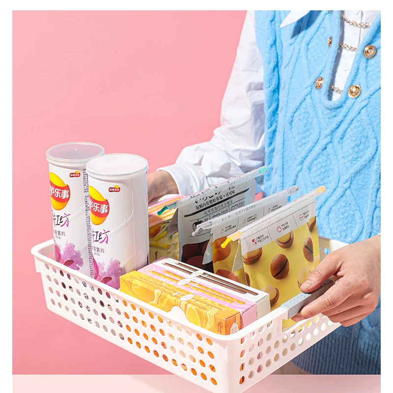 

1pcs Small White Desktop Storage Box Snacks Cosmetics Finishing Box Kitchen Sundries Storage Basket Storage Supplies