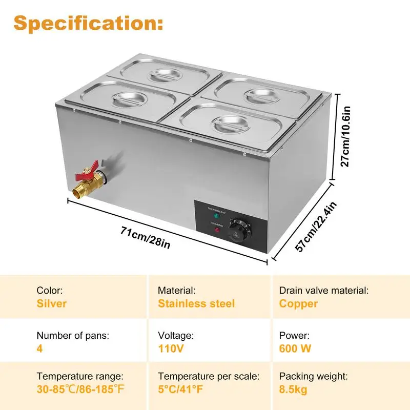 Подогреватель еды для вечеринок 4-канальный электрический подогреватель супа с