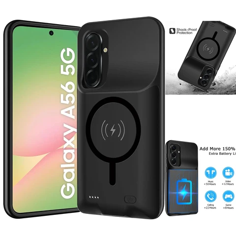 Магнитный чехол для аккумулятора Samsung Galaxy A36/A56, аккумулятор 10000 мАч, беспроводная зарядка, внешняя перезаряжаемая крышка для зарядки