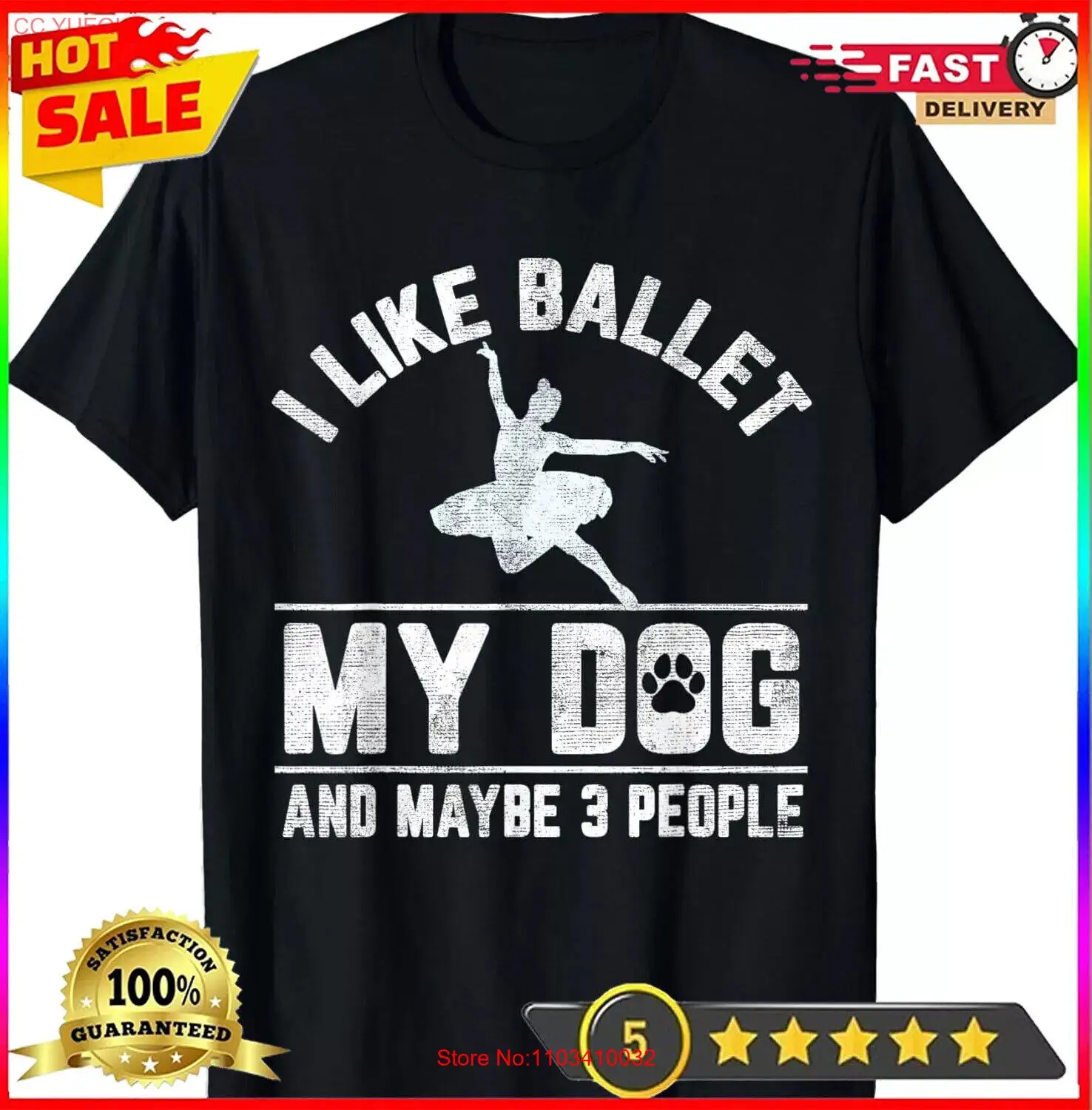 Футболка унисекс с забавным подарком Мне нравится балету моя собака и может быть