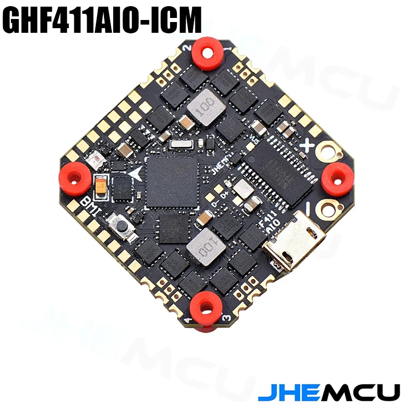 

JHEMCU GHF411AIO-ICM 40A F411 ICM42688P Контроллер полета BLHELIS 40A 4 в 1 ESC 2-6S 25.5X25.5mm для FPV зубочисток, канальные дроны