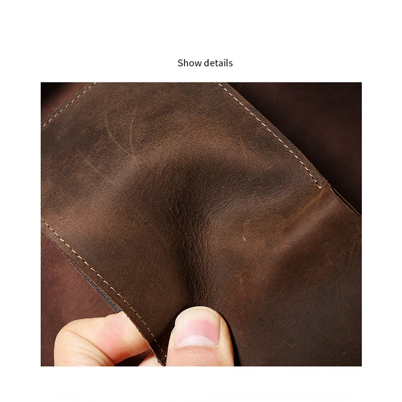 2023 New Vintage Fashion Genuine Leather Money Clip Simple Clip Crazy Horse Leather Men's Head Layer Cowhide Short  Wallets