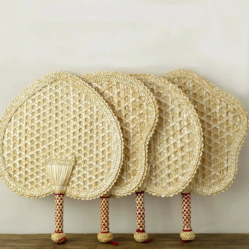 

Плетеный вручную соломенный Ручной Веер для старого лета натуральный экологически чистый ручной веер Декоративный Круглый веер