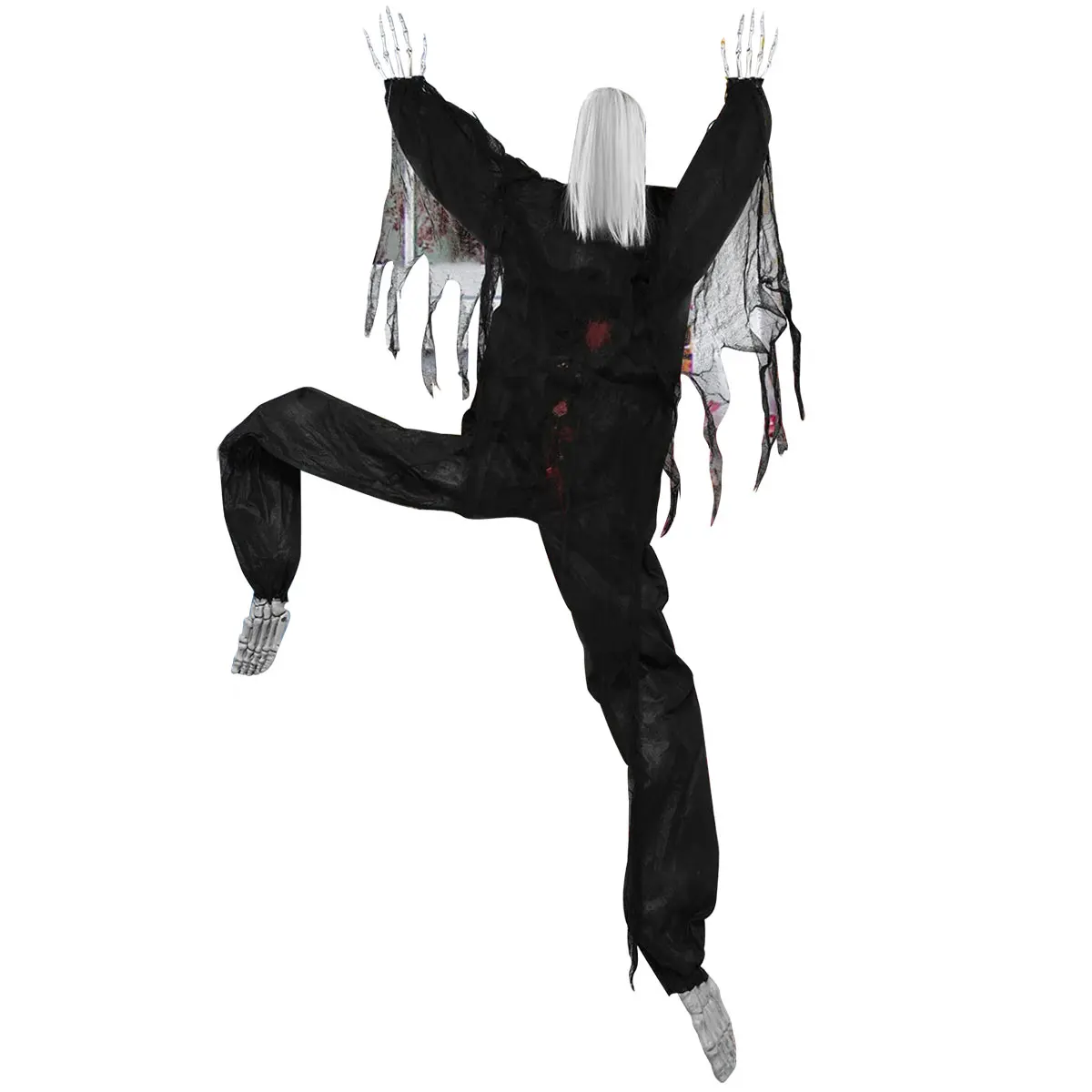 

L 57 Inch Life-Size Halloween Climbing Zombies for Halloween Decor White Hair Creepy Climbing Zombie with Flexible Limbs for