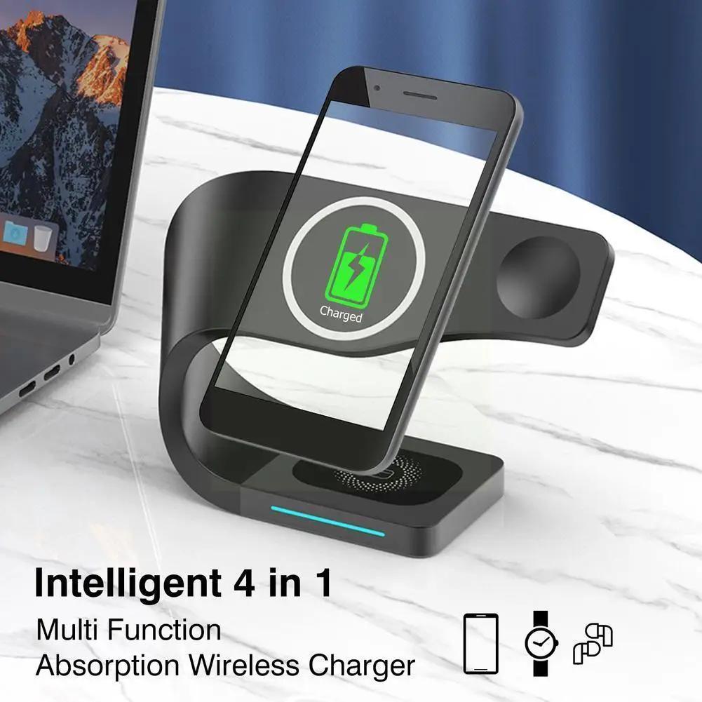

Four-in-one Mobile Phone Magnetic Suction Wireless Earphone Base Storage Charging Accessories Rack Stand Watch Stand A5l2