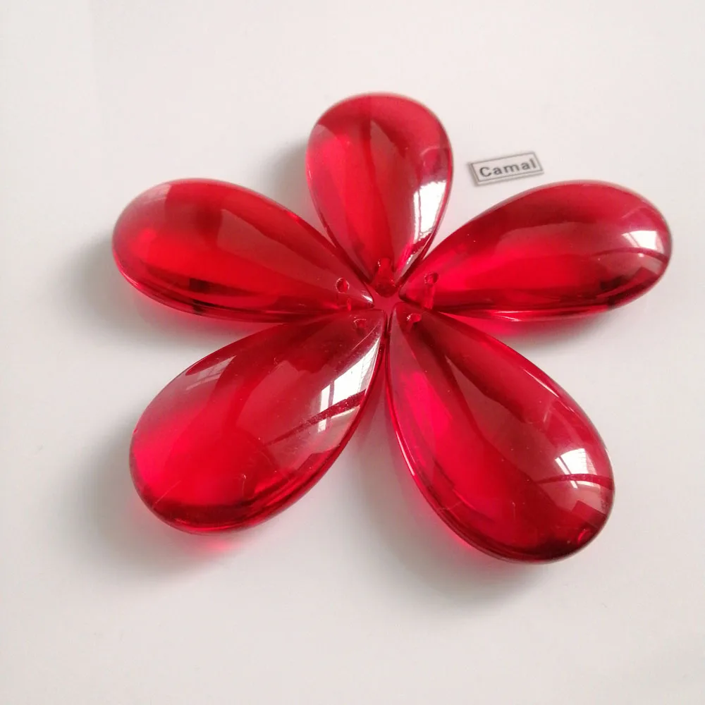 

Camal 5PCS Red 50mm Smooth Surface Waterdrop Crystal Pendant Prisms Drop Lamp Chandelier Lighting Hanging Part Home Xmas Decor
