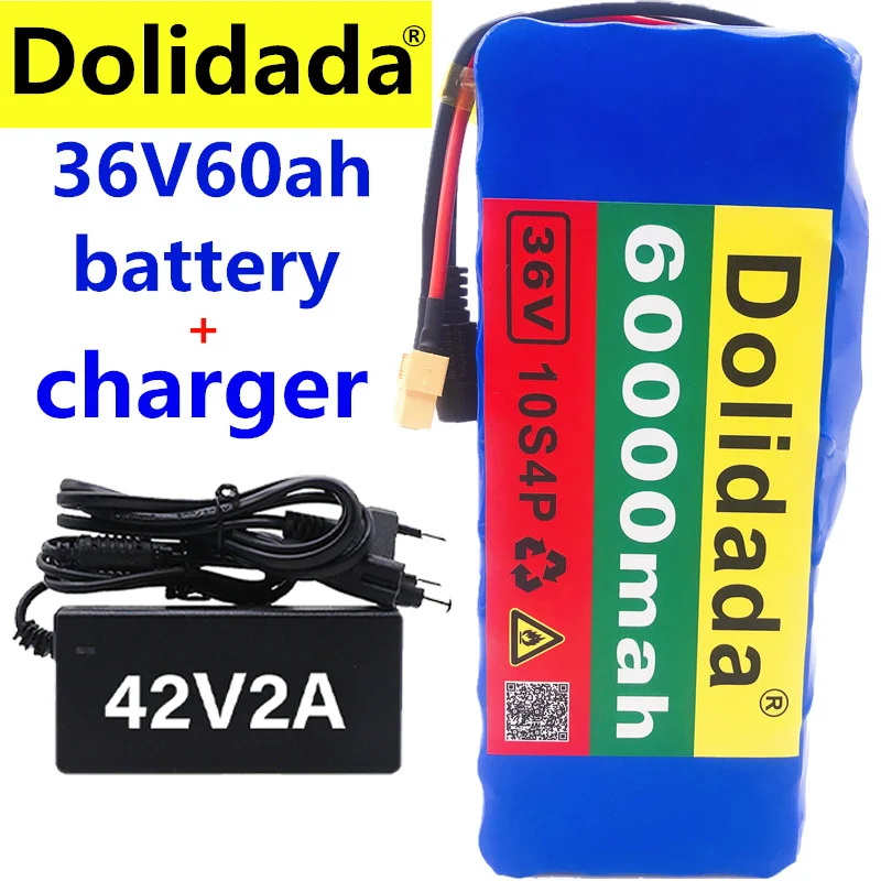 

XT60 interface 36V battery 10S4P 60Ah battery pack 1000W high power battery 42V60000mAh Ebike electric bike BMS + 42v charger