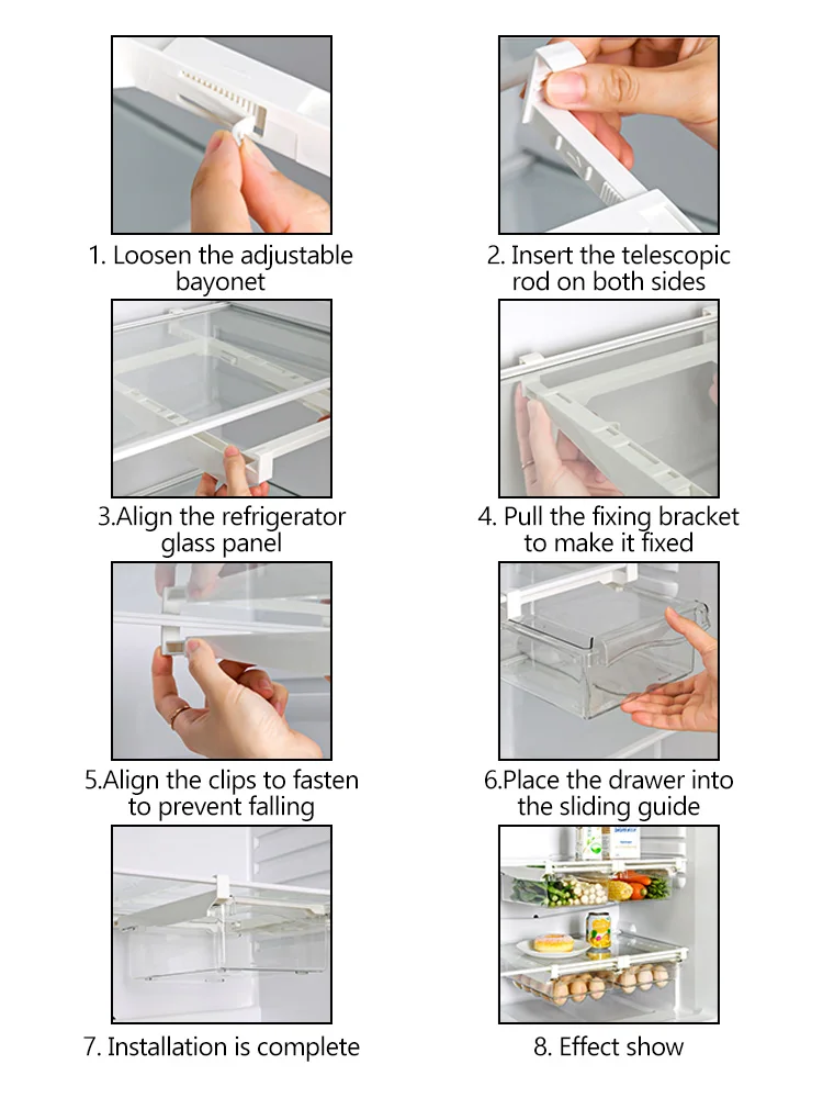 Ящик для хранения еды в холодильнике прозрачный стеллаж подставка под полку