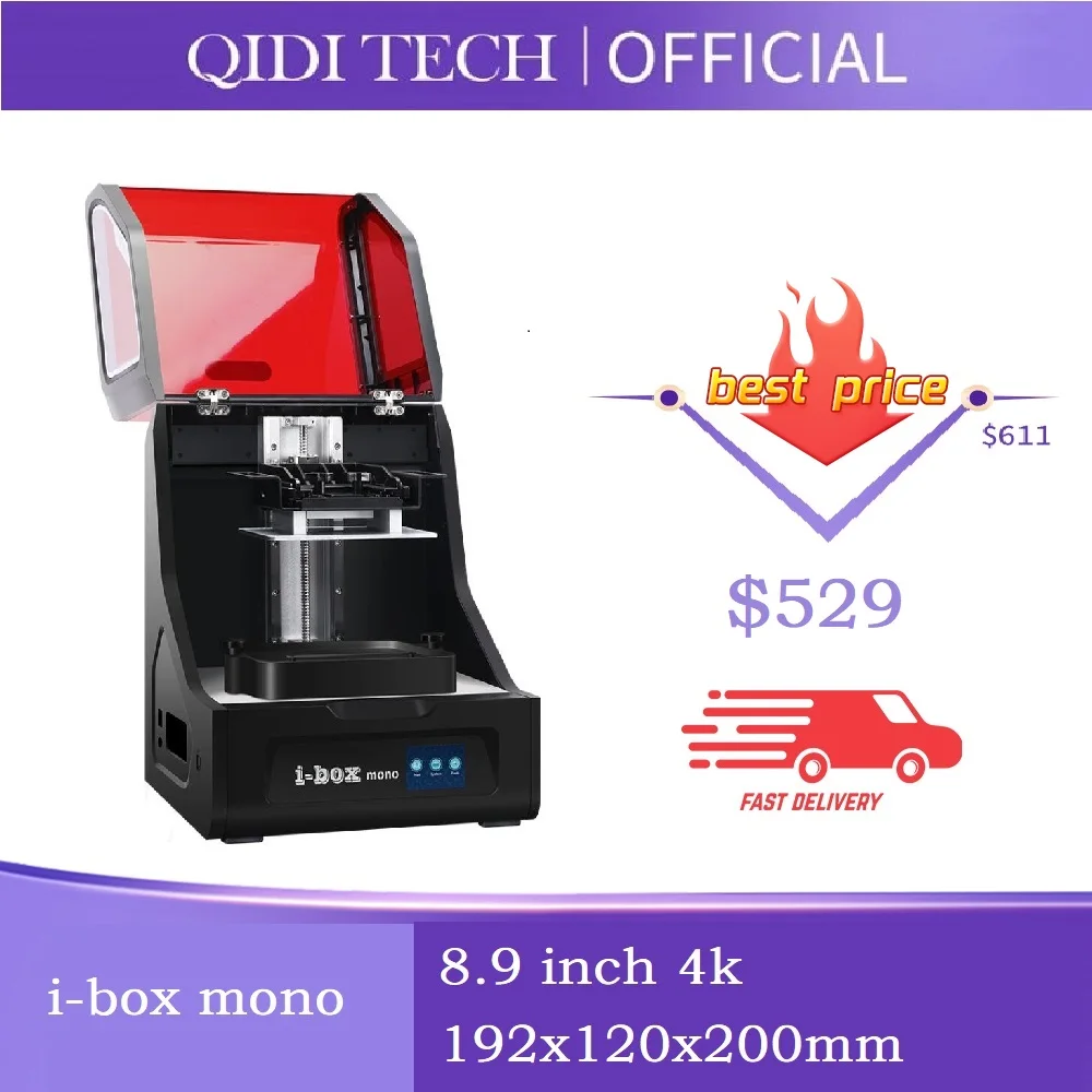 

QIDI TECH i-Box UV Resin 3D Printer 8.9 Inch 4K LCD,, 192*120*200mm Large Build Volume,brazil warehouse