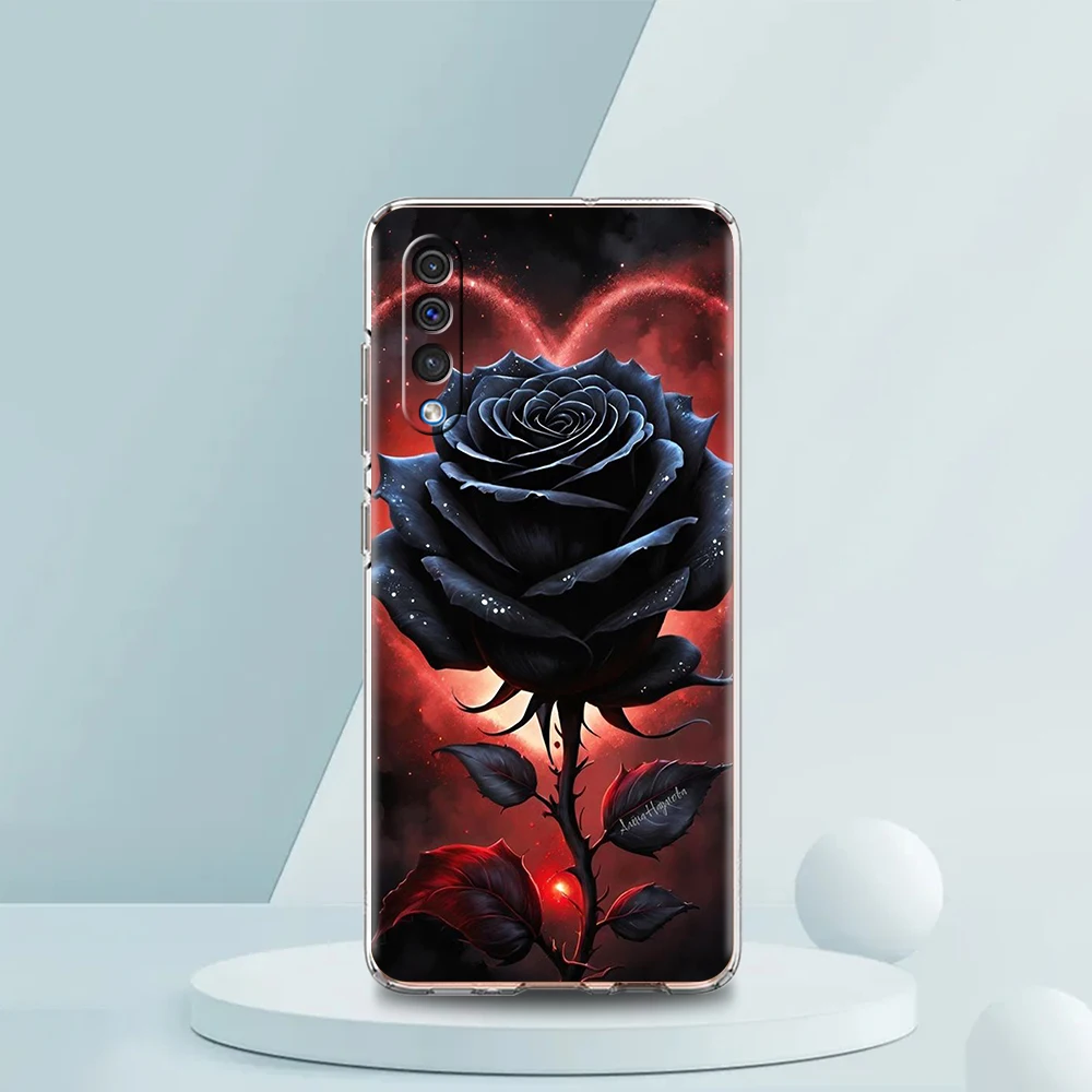 Прозрачный чехол для телефона с цветными розами Samsung Galaxy A12 A50 A52 A70 A40 A10 A20 A30 A02 A03S A04