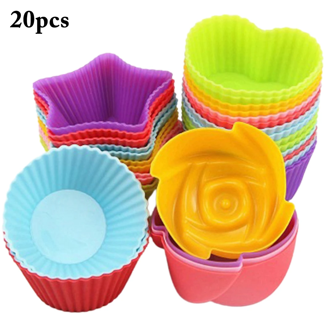 

20 шт., силиконовые антипригарные формы для выпечки кексов